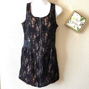 Jump black lace dress belted large